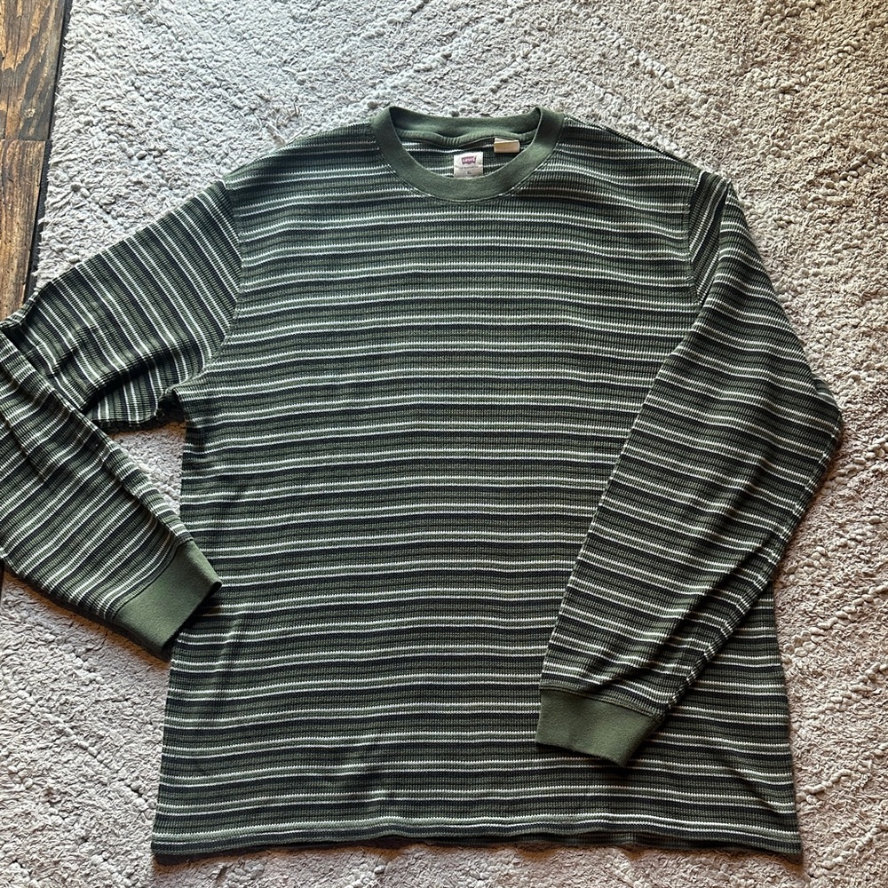 Levi's Olive and White Striped longsleeve